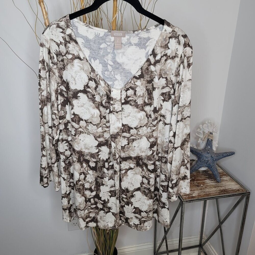 Chico's Blouse Womens 2 (Large)